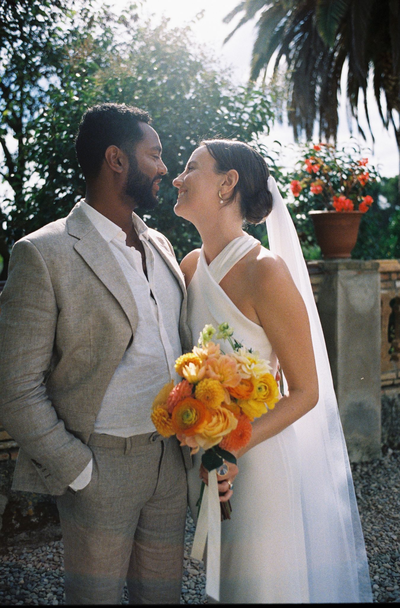Romantic couple in garden