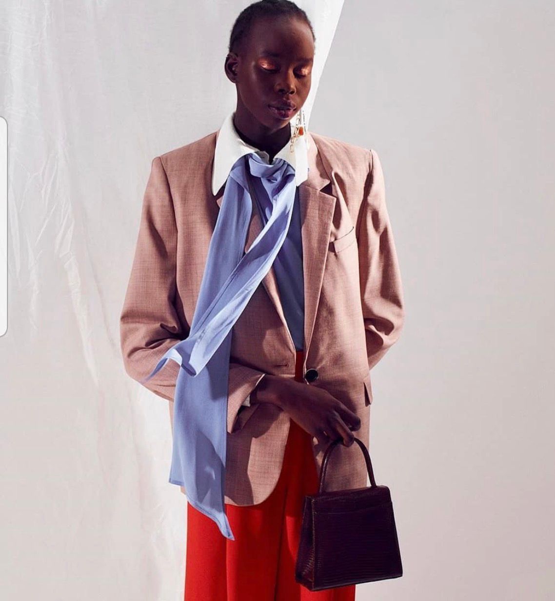 Fashion editorial with pink and brown tones